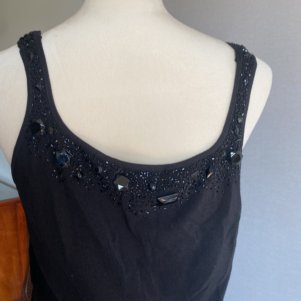 CARMEN MARC VALVO Black Embellished Tank Top and sweater twin set beaded - Picture 6 of 8